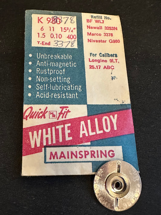 HR Quick Fit Mainspring K980 for Longines caliber 9 LT, 25.17 ABC - Alloy