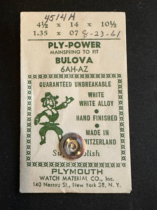 Plymouth Ply-Power Mainspring for Bulova 6AH, 6AZ - Alloy