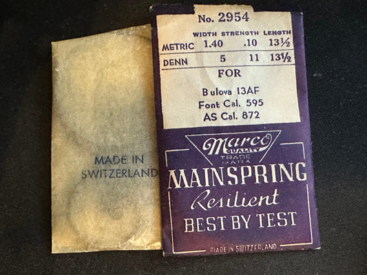 Marco Mainspring #2954 for Bulova 10P, 13AT, 13AF, AS 872, 864, Wittnauer 7TN-73 - Steel