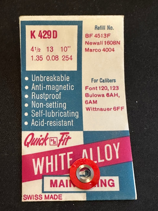 HR Quick Fit Mainspring No. K429D for Font 120, 123, Bulova 6AH, 6AM, Wittnauer 6FF - Alloy