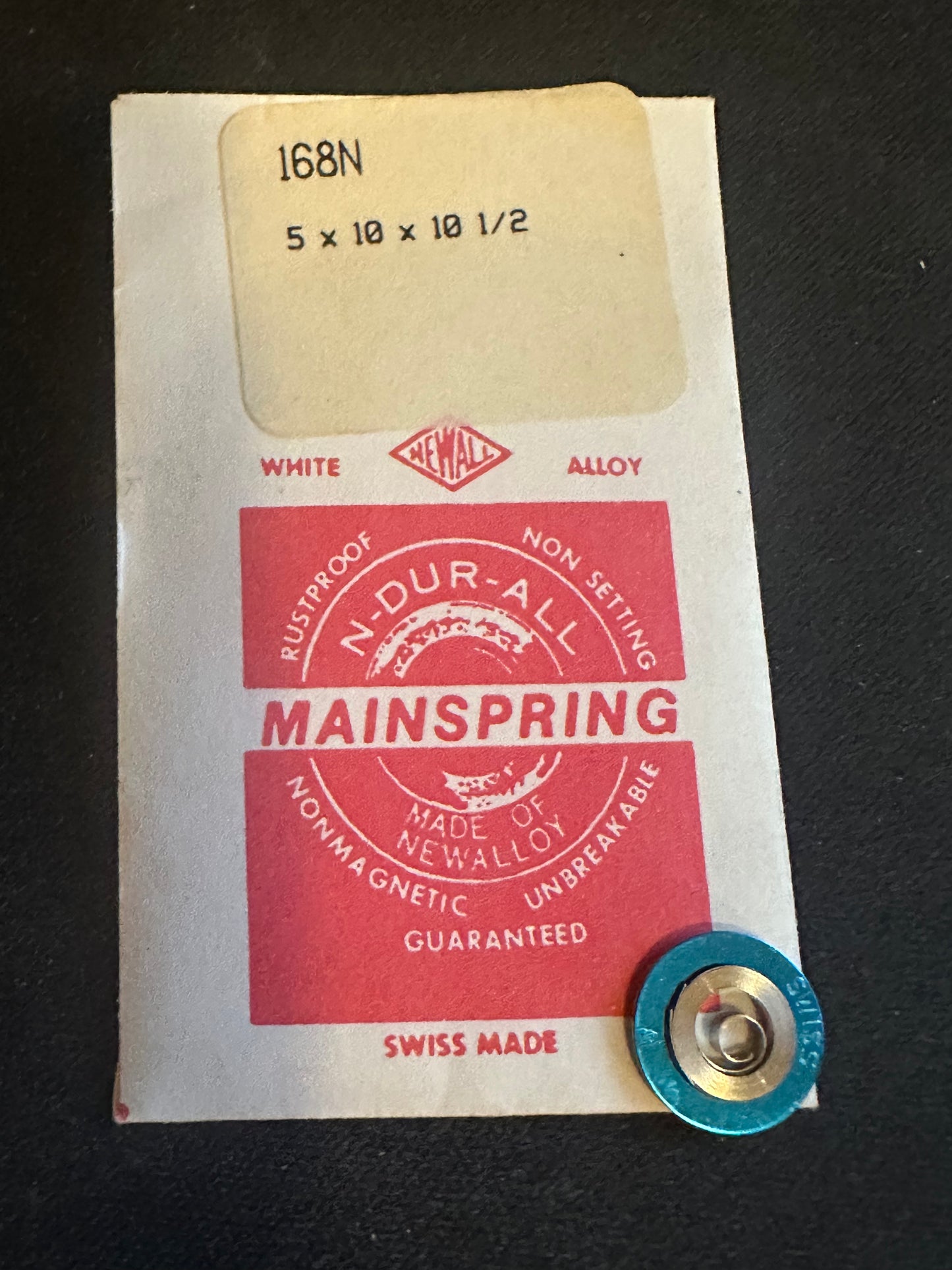 Newall Alloy Mainspring #168N for FEF 70 to 89 & 100 to 109, Bulova 10WK + many others
