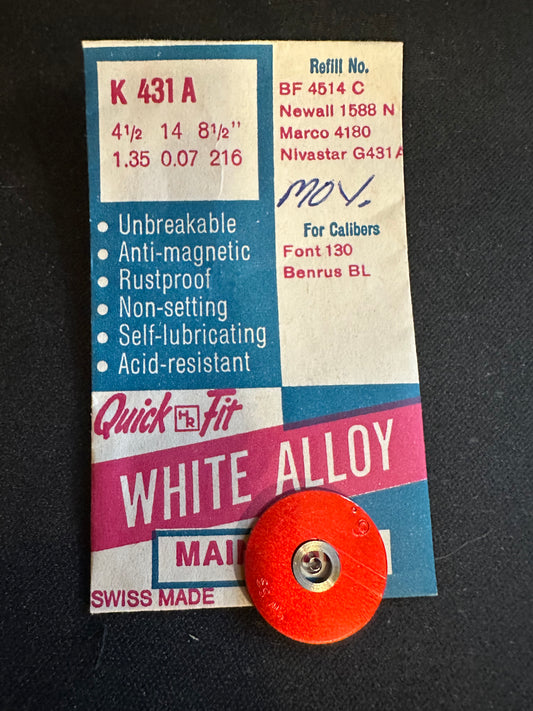 HR Quick Fit Mainspring K431A for Font 130, Benrus BL - Alloy