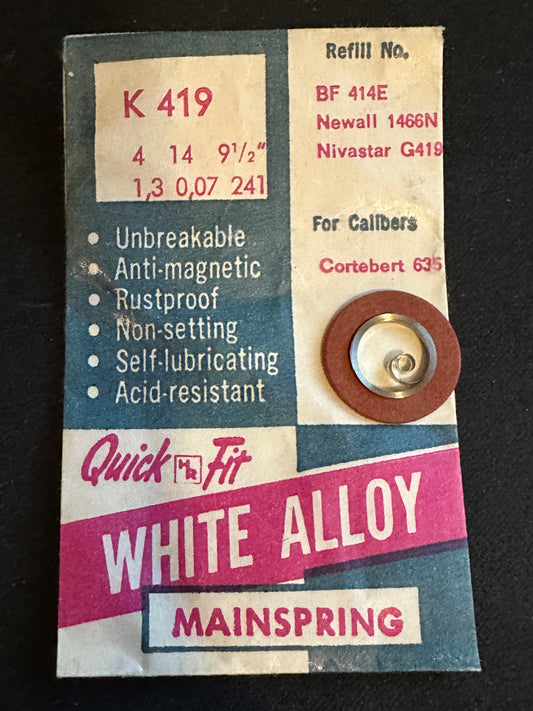 HR Quick Fit Mainspring K419 for Cortebert caliber 635 - Alloy