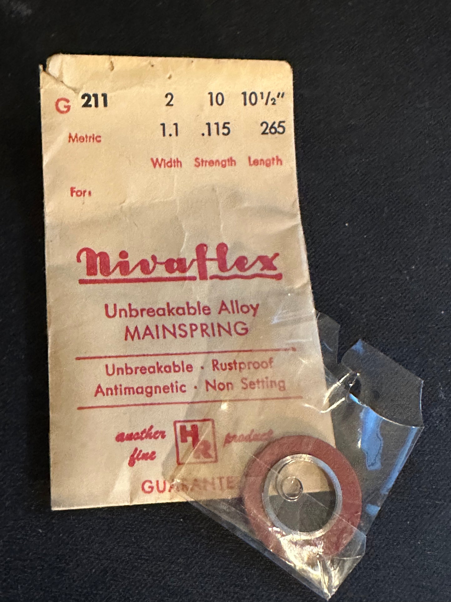 HR Nivaflex Mainspring G211 for Gruen caliber 115, 405, 406, 410, 411, etc - Alloy