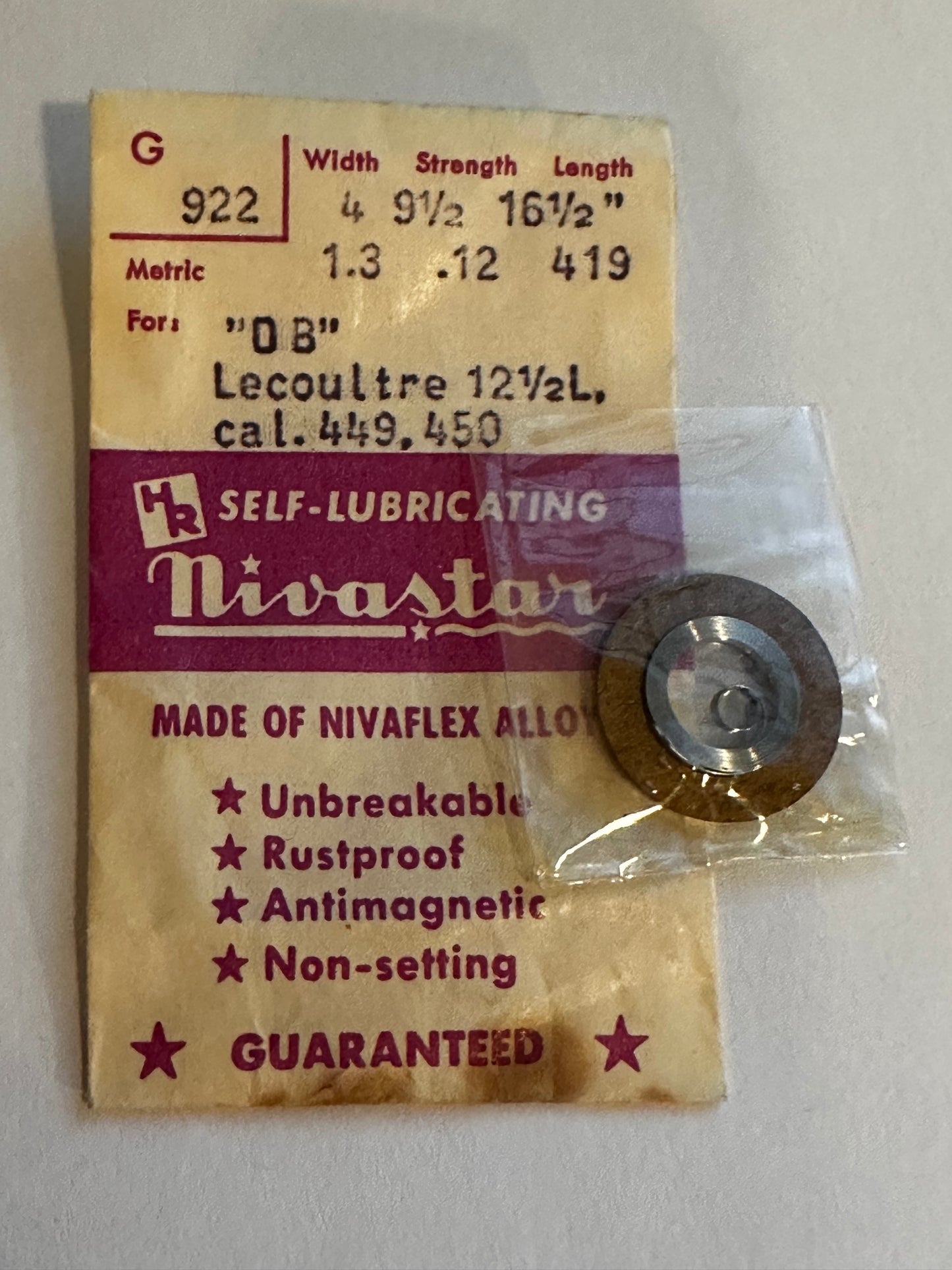 HR Nivastar Mainspring G922 for LeCoultre caliber 449, 450 - Alloy