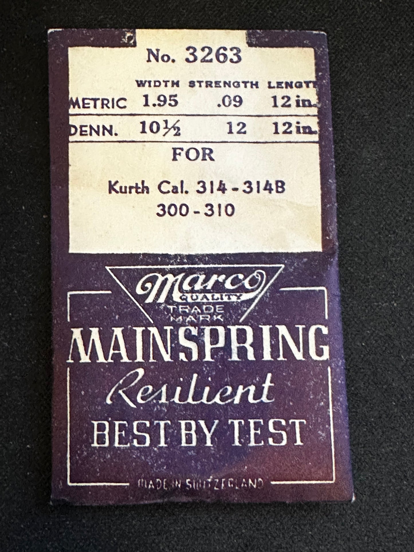 Marco Mainspring #3263 for Kurth 300, 310, 314, 314B - Steel