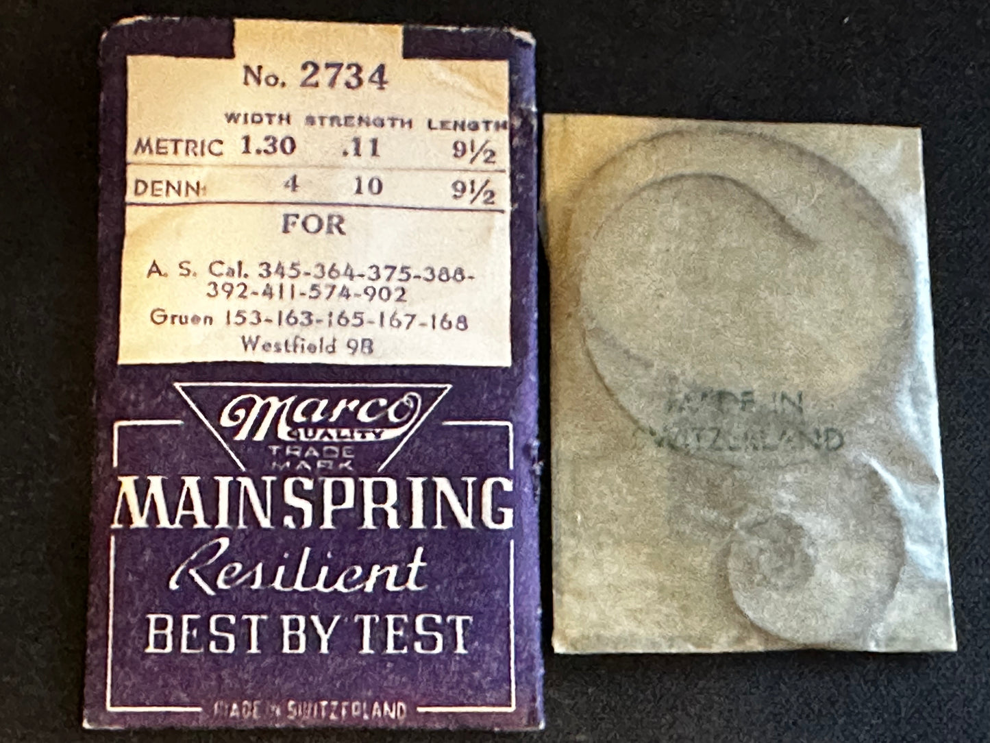 Marco Mainspring #2734 for AS 345, 364, 375, 388, 392, 411, 574, 902 - Steel