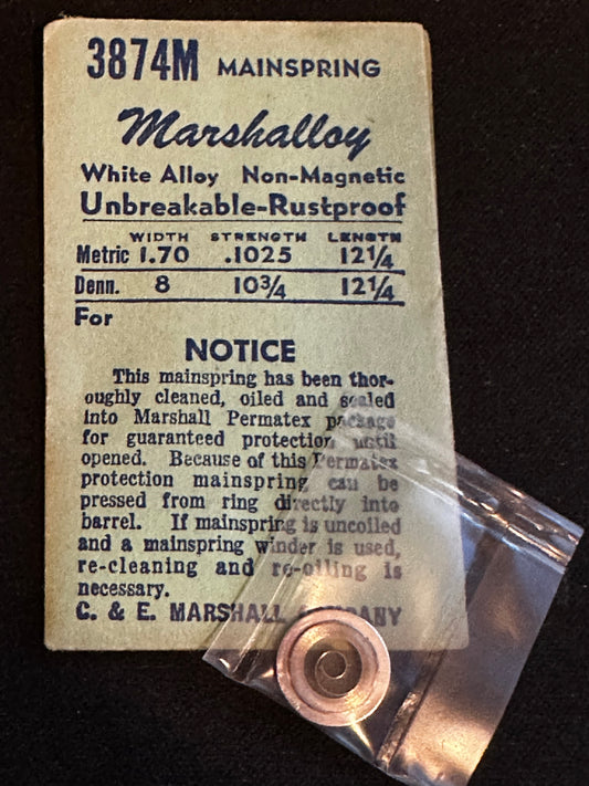 Marco Marshalloy Mainspring 3874M for MST 374, 375, 377, 379, 384, 385, 393, 394, 403, 404, 405, 406 - Alloy