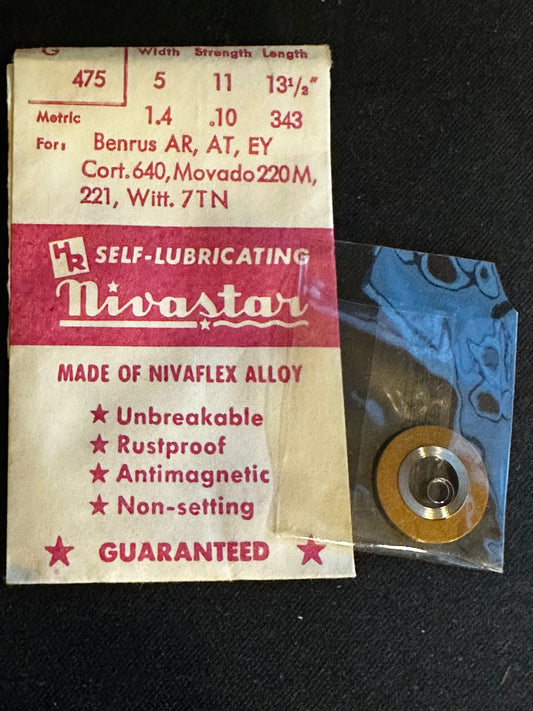 HR Nivastar Mainspring G475 for Cort 640, Benrus AR, AT, EY, Movado 220M, 221 - Alloy