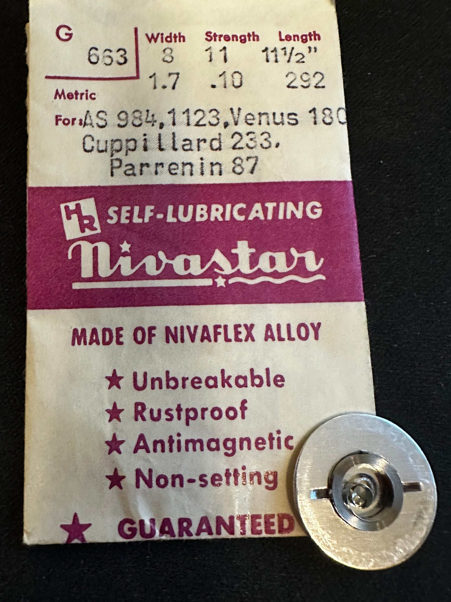HR Nivastar Mainspring G663 for AS 984, 1123, Venus 180, Cupillard 233 - Alloy
