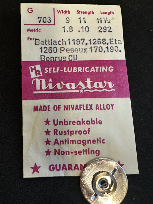 HR Nivastar Mainspring G703 for Bettlach 1197, 1268, ETA 1260, Benrus CW - Alloy