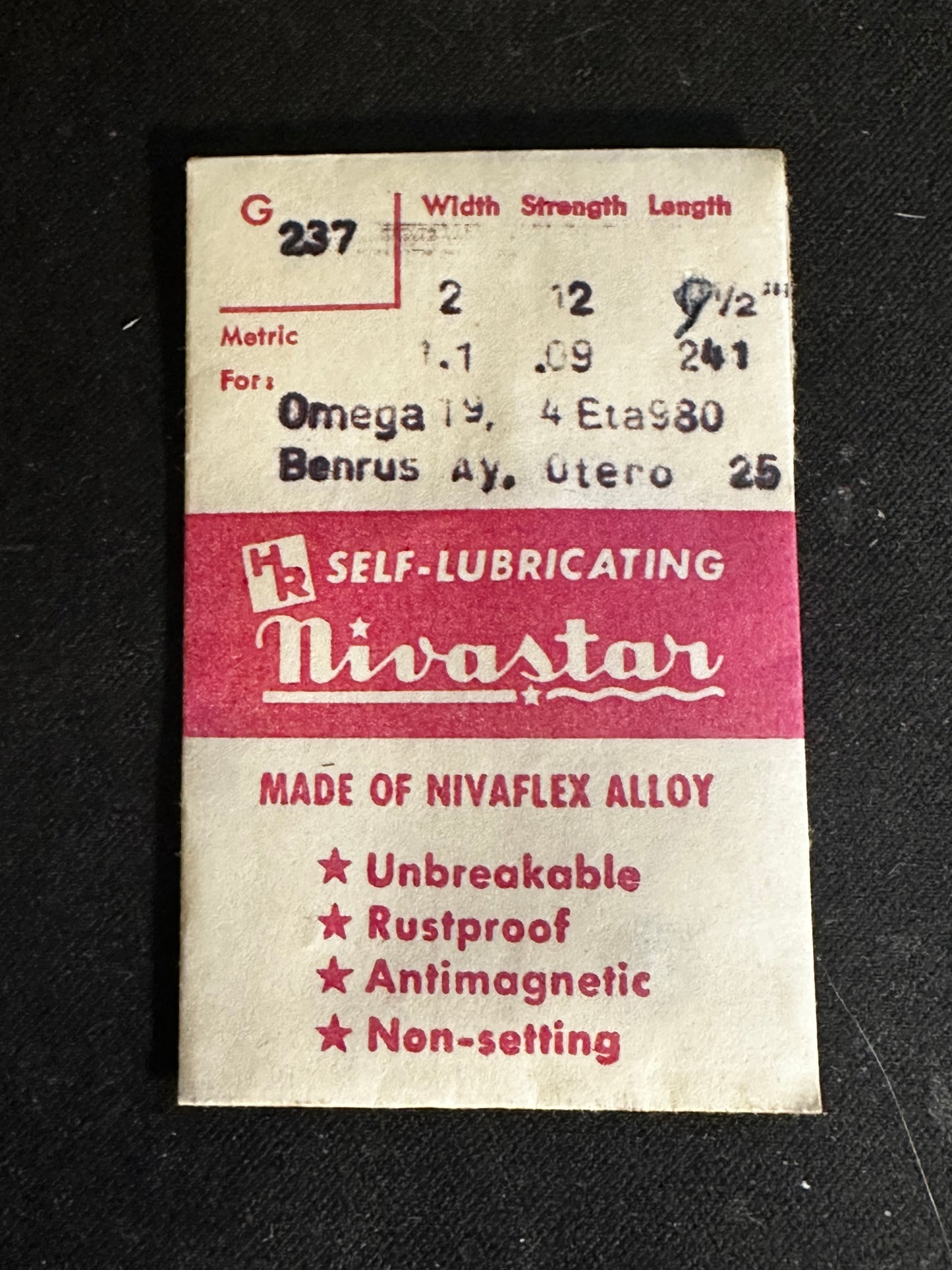 HR Nivastar Mainspring G237 for Omega 19.4, ETA 980, Otero 25, Benrus AY - Alloy