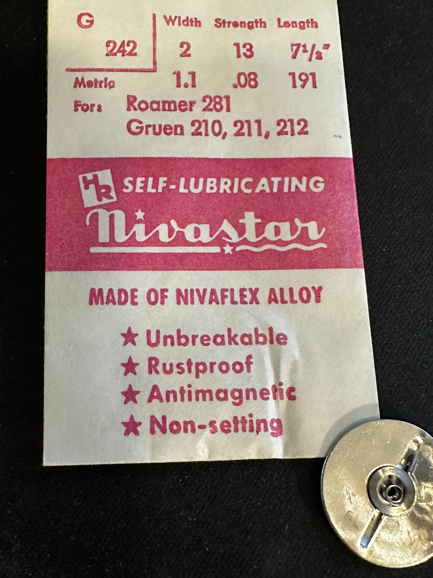 HR Nivastar Mainspring G242 for Roamer 281, Gruen 210, 211, 212 - Alloy