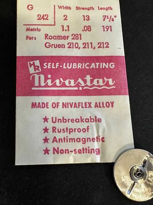 HR Nivastar Mainspring G242 for Roamer 281, Gruen 210, 211, 212 - Alloy