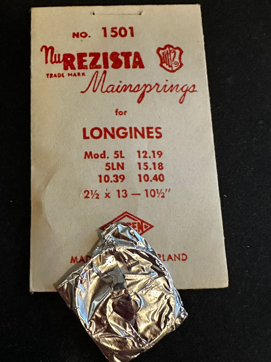 NuREZISTA Mainspring #1501 for Longines caliber 5L, 5LN, 12.19, 15.18, 10.39, 10.40 - Steel