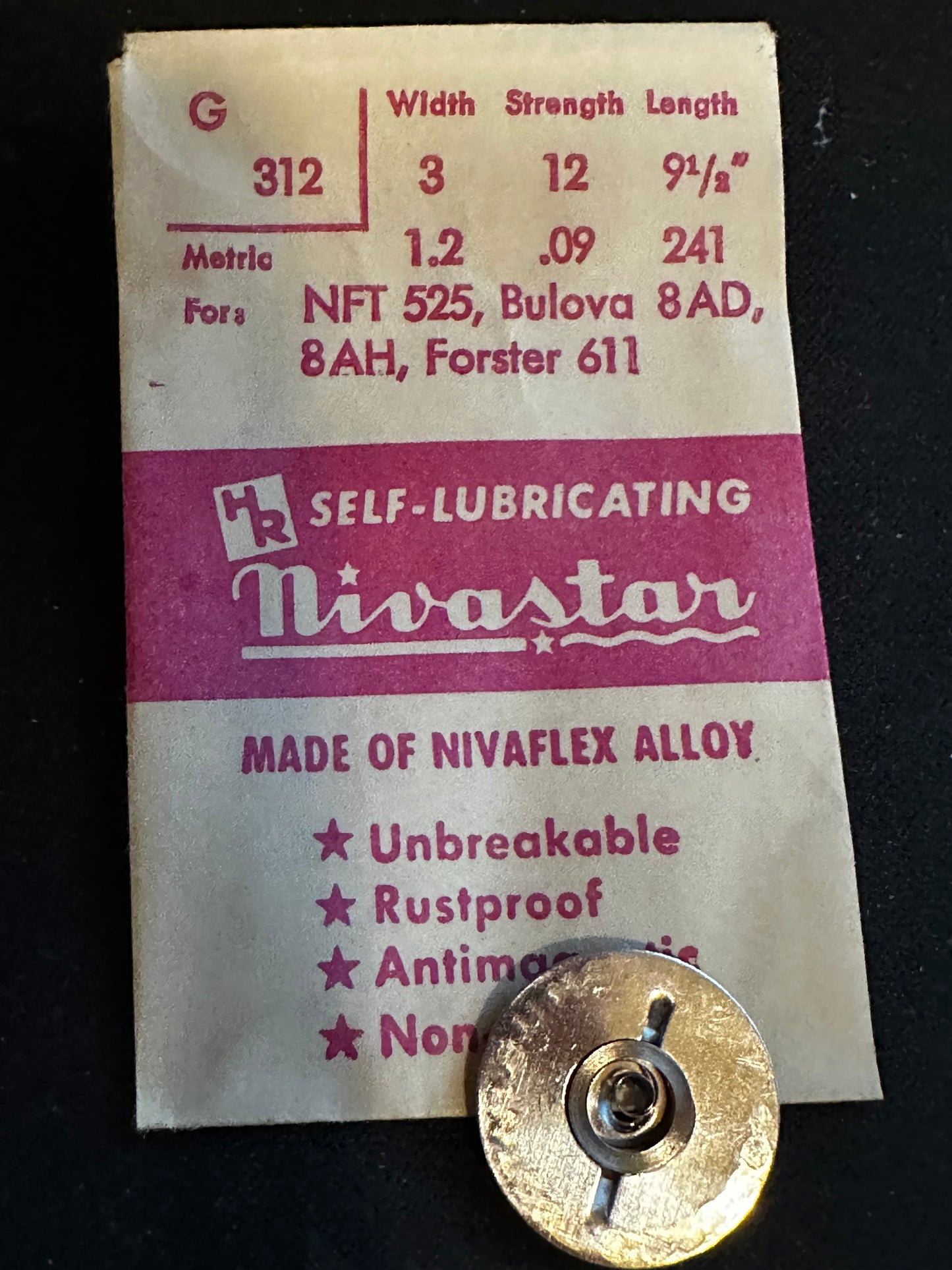 HR Nivastar Mainspring G312 for NFT 525, Bulova 8AD, 8AH, Forster 611 - Alloy