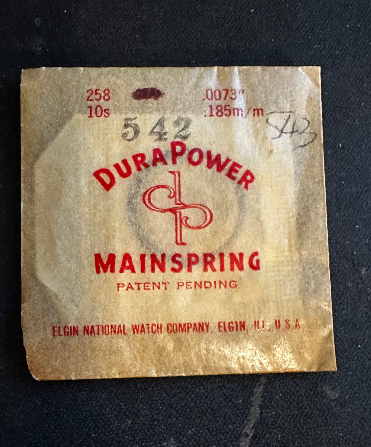 Elgin DuraPower Mainspring for 10s Grade 542 - 546 No. 6001 - Alloy