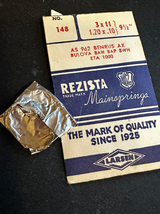 Rezista Mainspring #148 for Bulova 8AH, 8AP, 8WH, Benrus AX, ETA 1000 - Steel