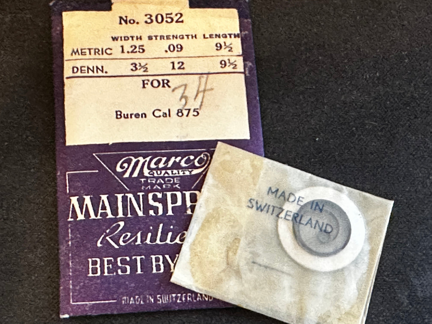Marco Mainspring #3052 for Buren caliber 875 - Steel