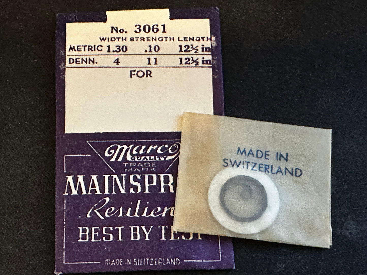 Marco Mainspring #3061 for Alpina 490, Belforte 11C, ETA 735, Cortebert 635 - Steel