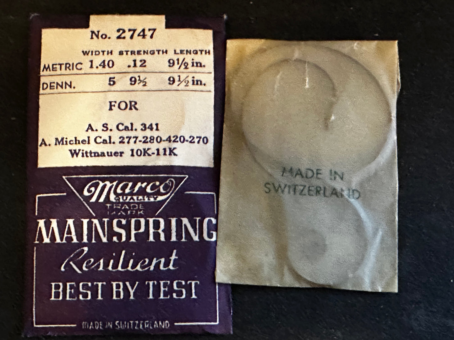 Marco Mainspring #2747 for Wittnauer 10K, 11K, AS 341, A. Michael 270, 277, 280, 420 - Steel