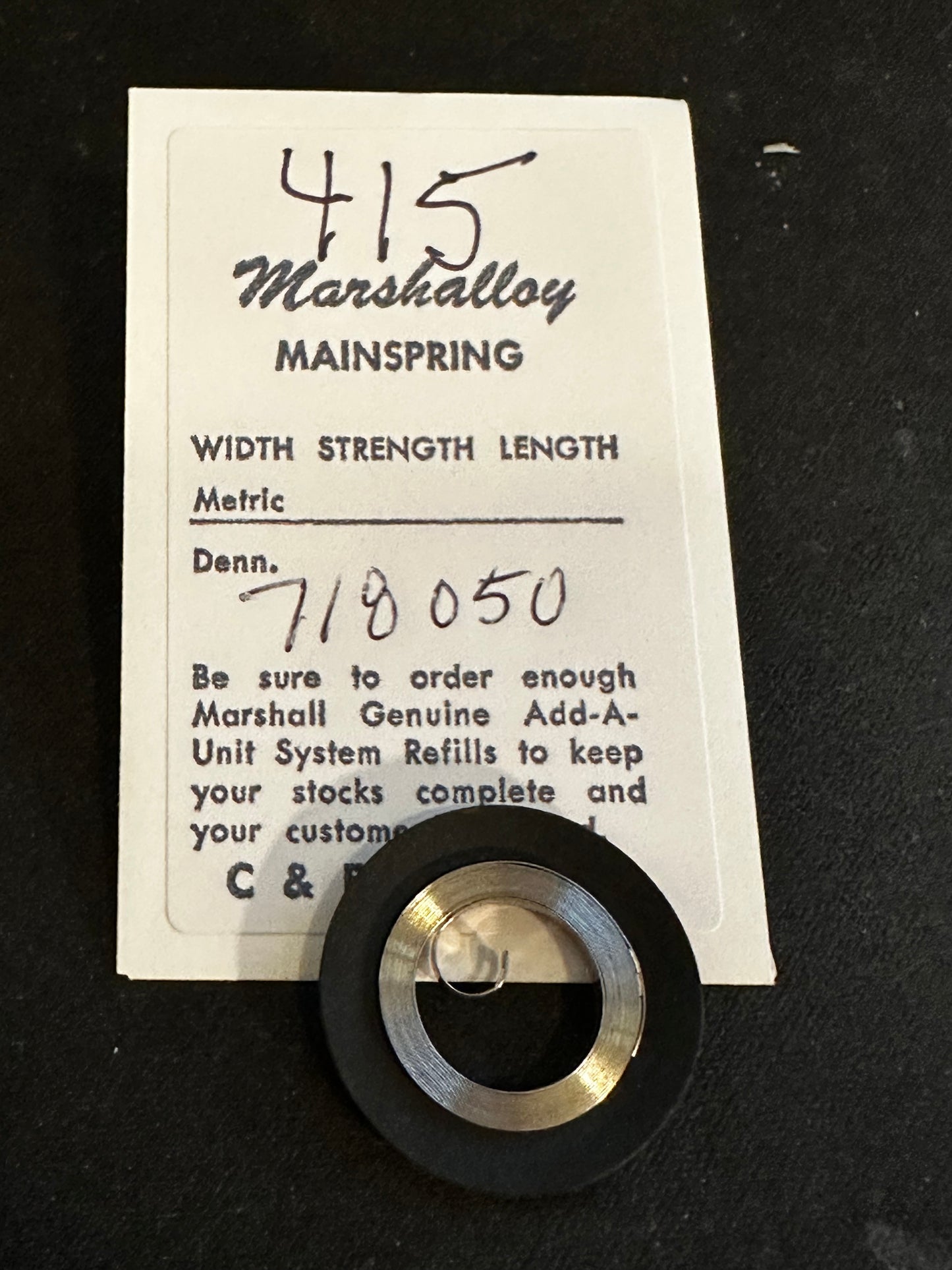 Marco Marshalloy Mainspring #415 for Hamilton 16s No. 718050 - Alloy