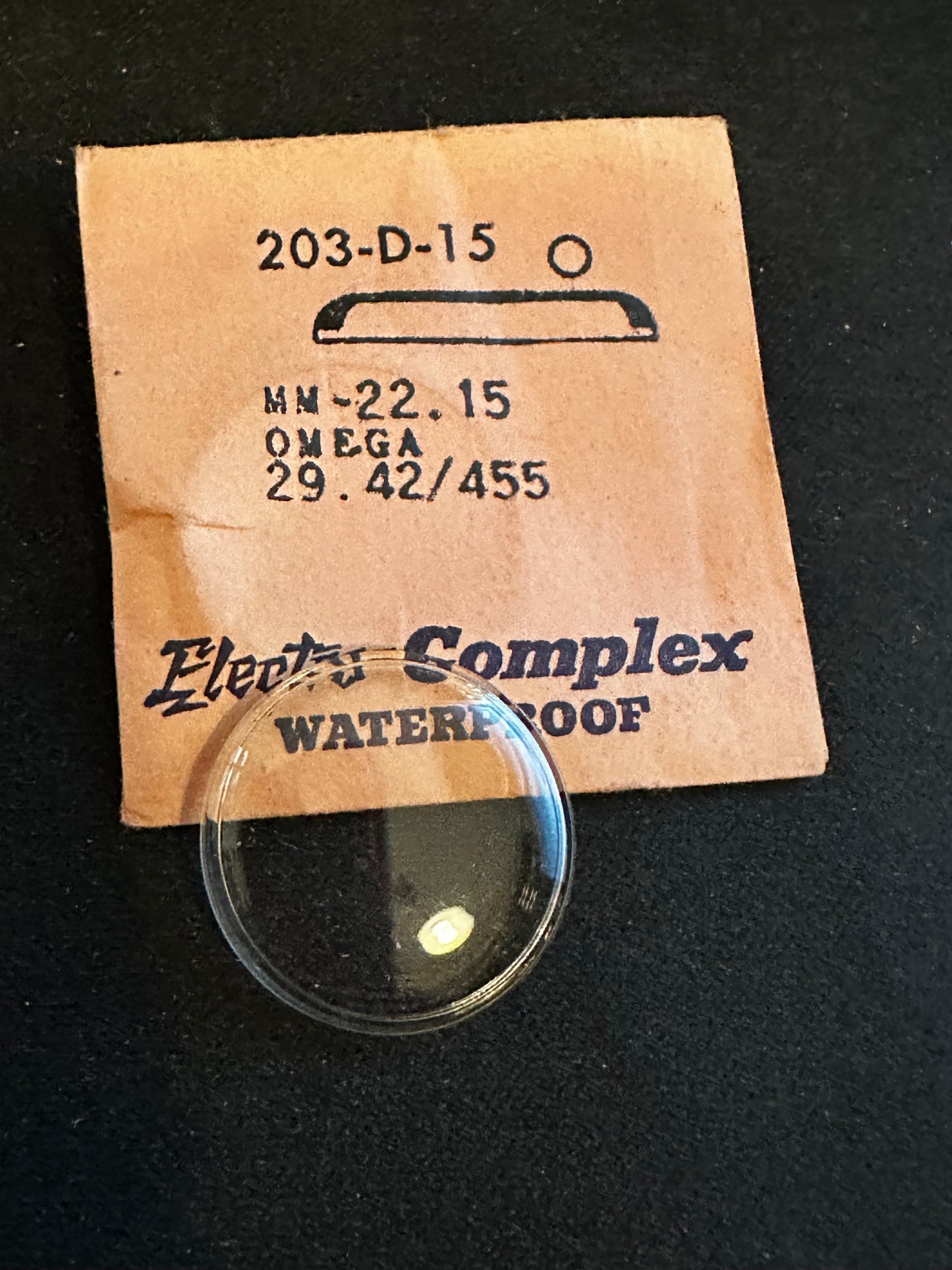 Electro-Seal #203-D-15 Wrist Watch Crystal 22.15mm for Omega 29.42 - New