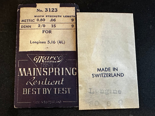 Marco Mainspring #3123 for Longines Caliber 5.16 (4L) - Steel