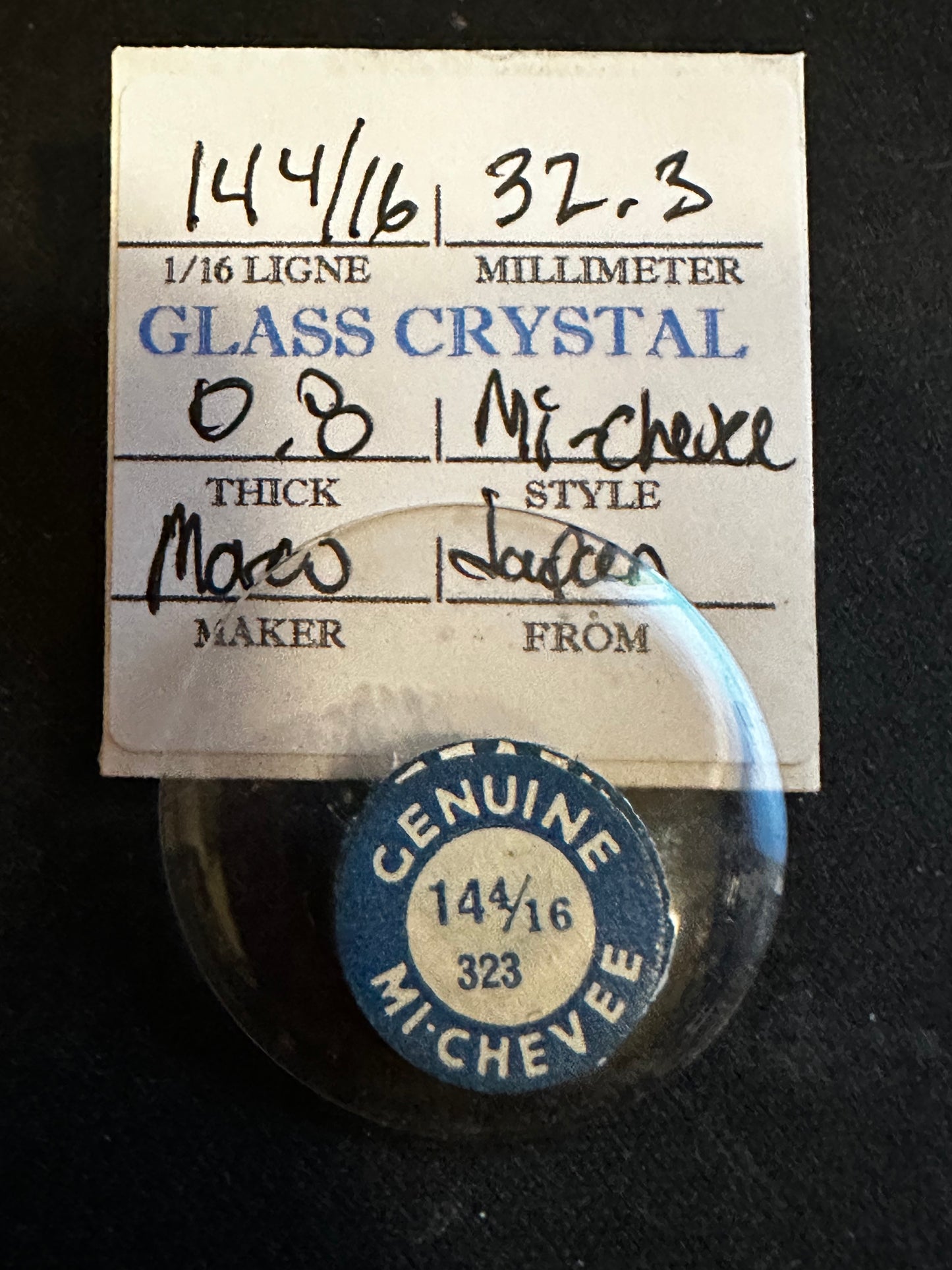 Marco Mi-Chevee Vintage Glass Watch Crystal 14-4/16 (32.3mm) - NOS