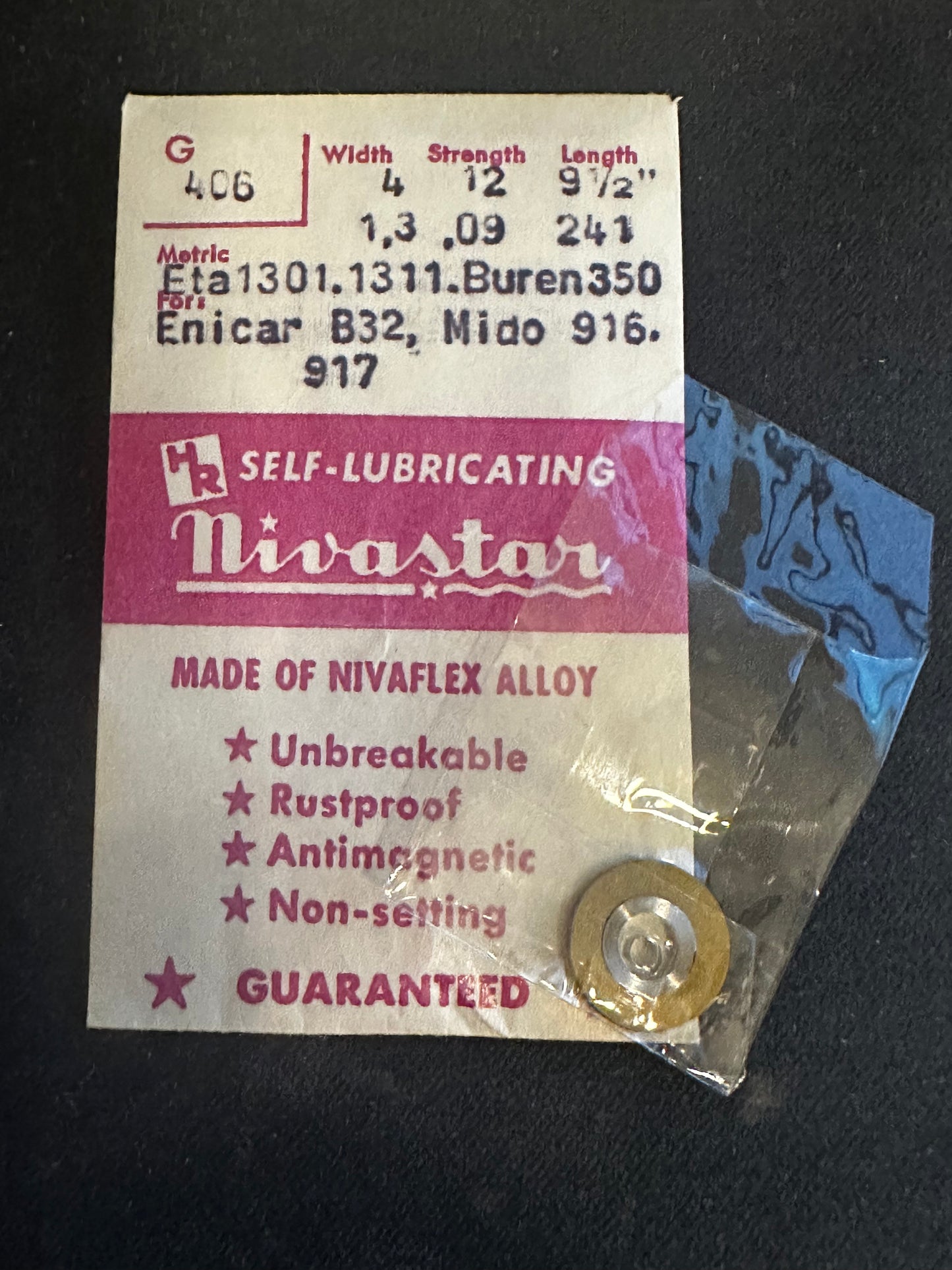 HR Nivastar Mainspring G406 for ETA 1301, 1311, Buren 350, Enicar 832, Mido 816, 917 - Alloy