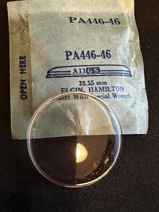 GS PA446-46 Wrist Watch Crystal 28.55mm for Elgin, Hamilton Military Cases - New