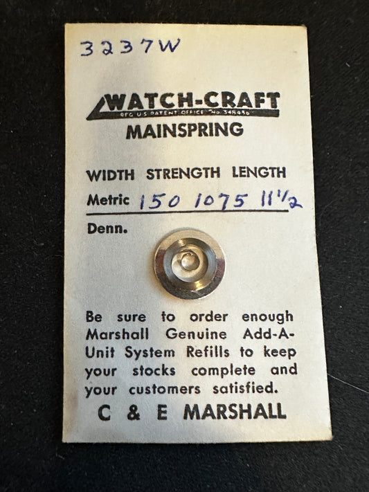 WATCH-CRAFT Mainspring 3237W for ETA 1080, AS 667, 677, 843 - Alloy
