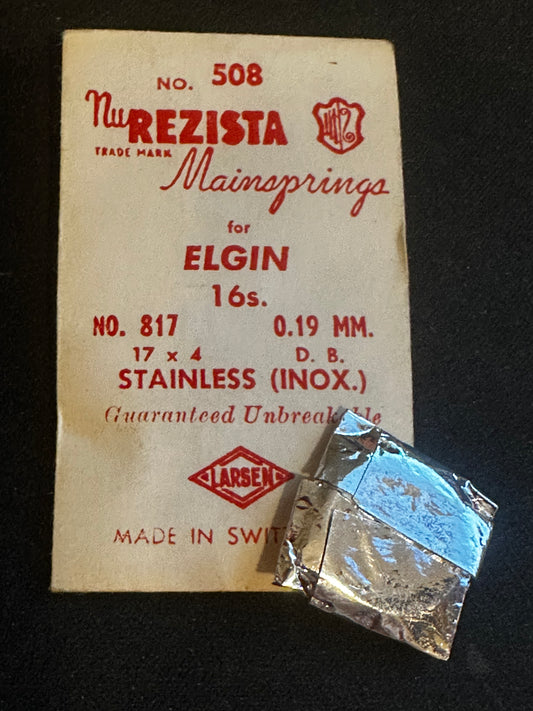 NuRezista Mainspring #508 for 16s Elgin Pocket Watch No. 817 - Alloy