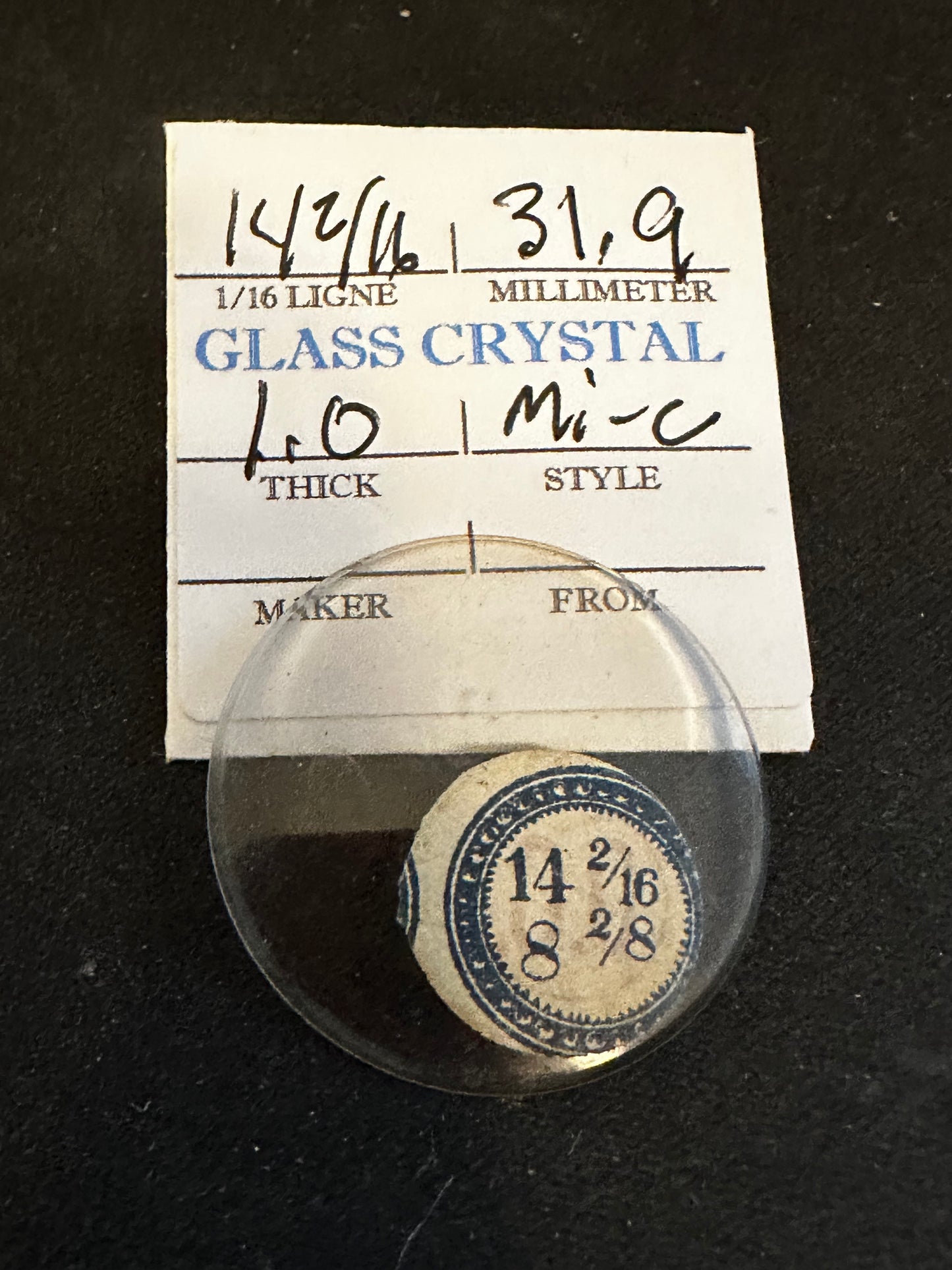 Vintage Glass Watch Crystal 14-2/16 (~31.9mm) - NOS