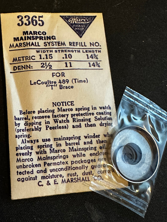 Marco Mainspring #3365 for LeCoultre Alarm TIME Caliber 489 - Steel