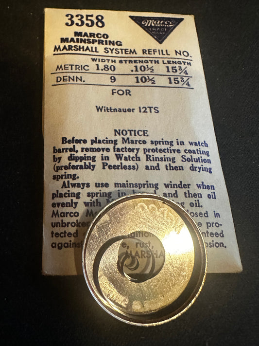 Marco Mainspring #3358 for Wittnauer Caliber 12TS - Steel