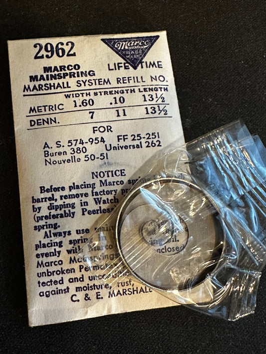 WATCH-CRAFT Mainspring 2964W for AS 1023, 1171, Benrus AF, BI, Bulova 7AD, 7AM, 7AS - Alloy