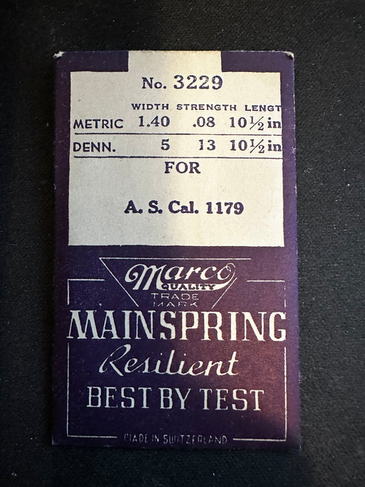 Marco Mainspring #3229 for Font 189, Benrus V, A. Michel 115, Wittnauer 8PW - Steel