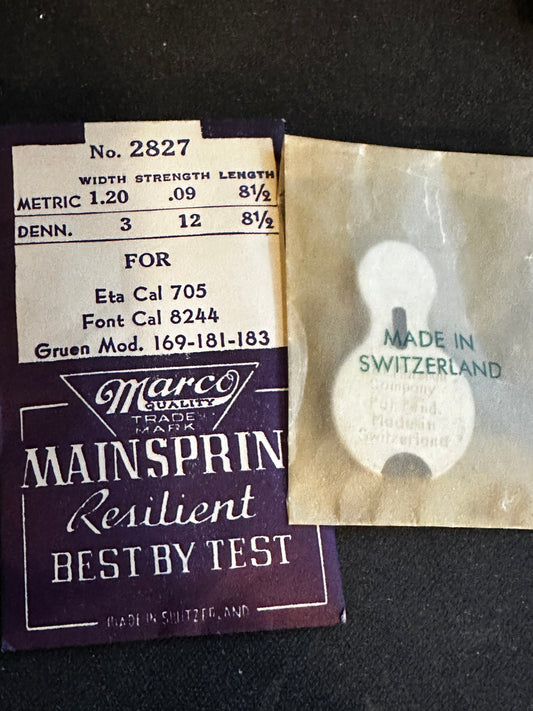 Marco Mainspring #2827 for ETA 705, Font 8244, Gruen 169, 181, 183 - Steel