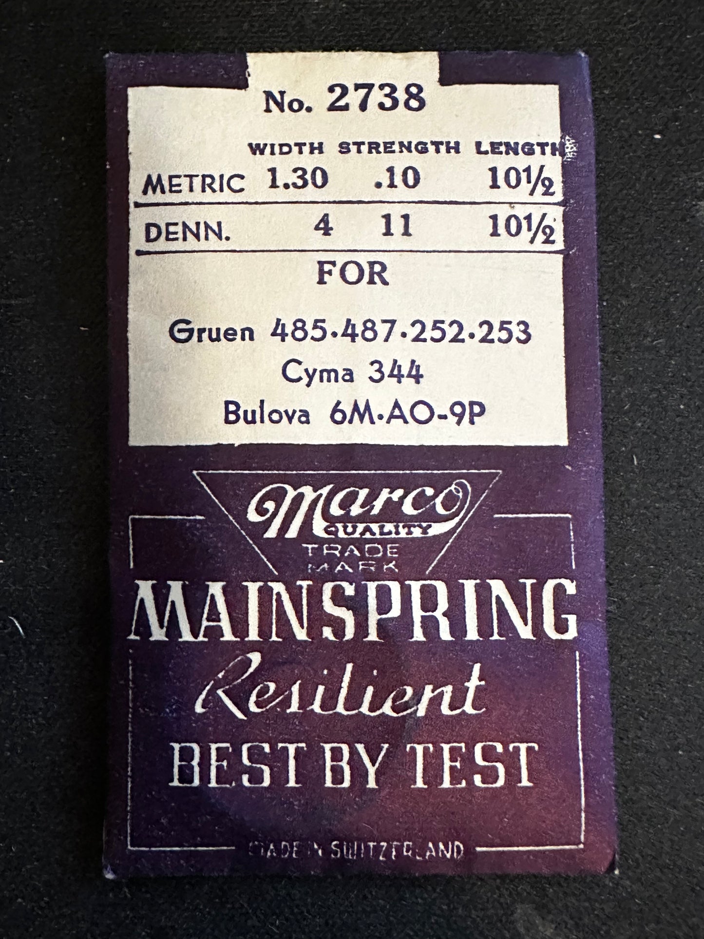 Marco Mainspring #2738 for A. Michel 270, 640, Font 274, 9444, Gruen 485, 487 - Steel