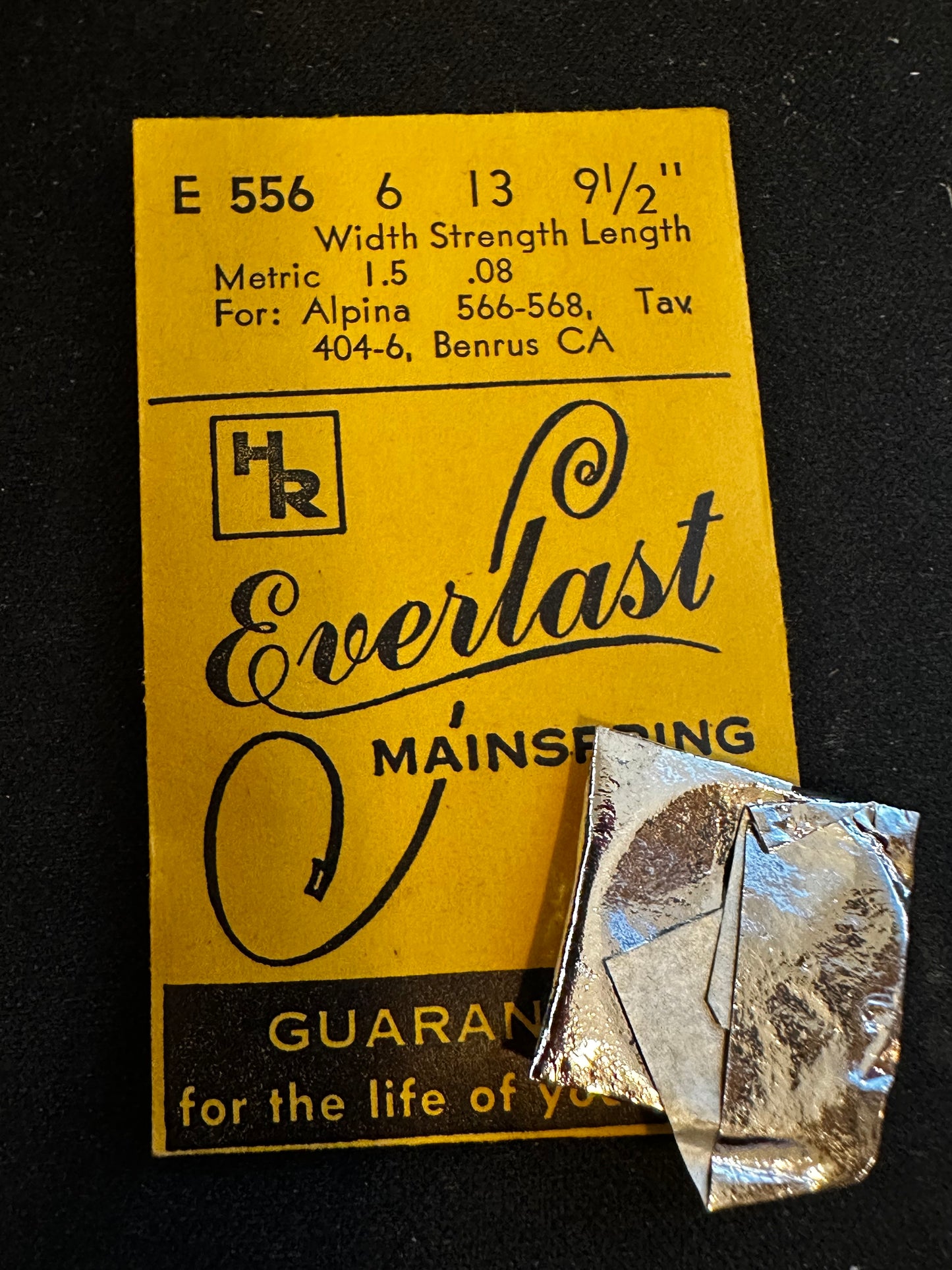 HR Everlast Mainspring E556 for Alpina 566, 568, Tavannes 404, 406, Benrus CA - Steel