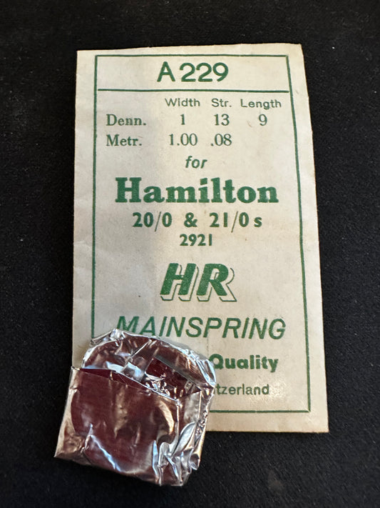 HR Mainspring A229 for Hamilton 20/0s & 21/0s No. 2921 - Steel