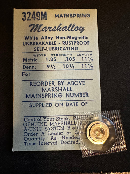 Marco Marshalloy Mainspring 3249M for Amida 500, 501, 502, 506, 507, Peseux 170, Wittnauer 11P - Alloy