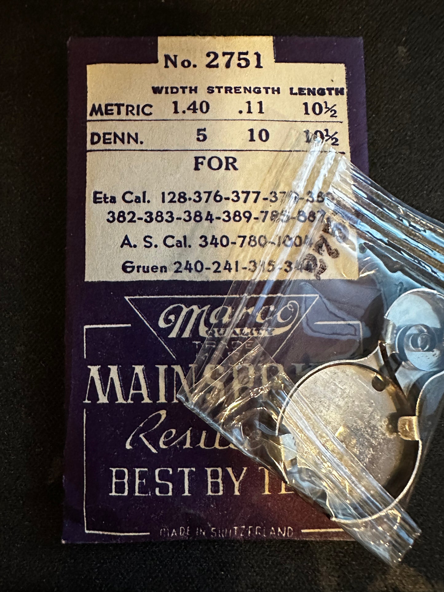 Marco Mainspring #2751 for AS 340, 780, 1004, ETA 128, 376, 377, 379, 380, 383, 384, 389 - Steel