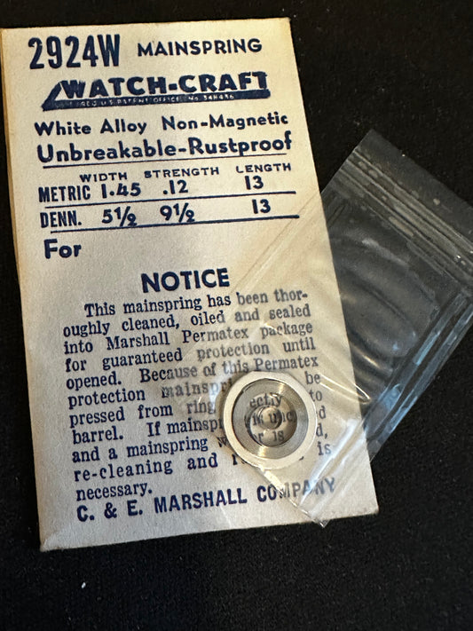 WATCH-CRAFT Mainspring 2924W for Diehl 157/01, /02, /03, /04, Junghans 693.40 - Alloy