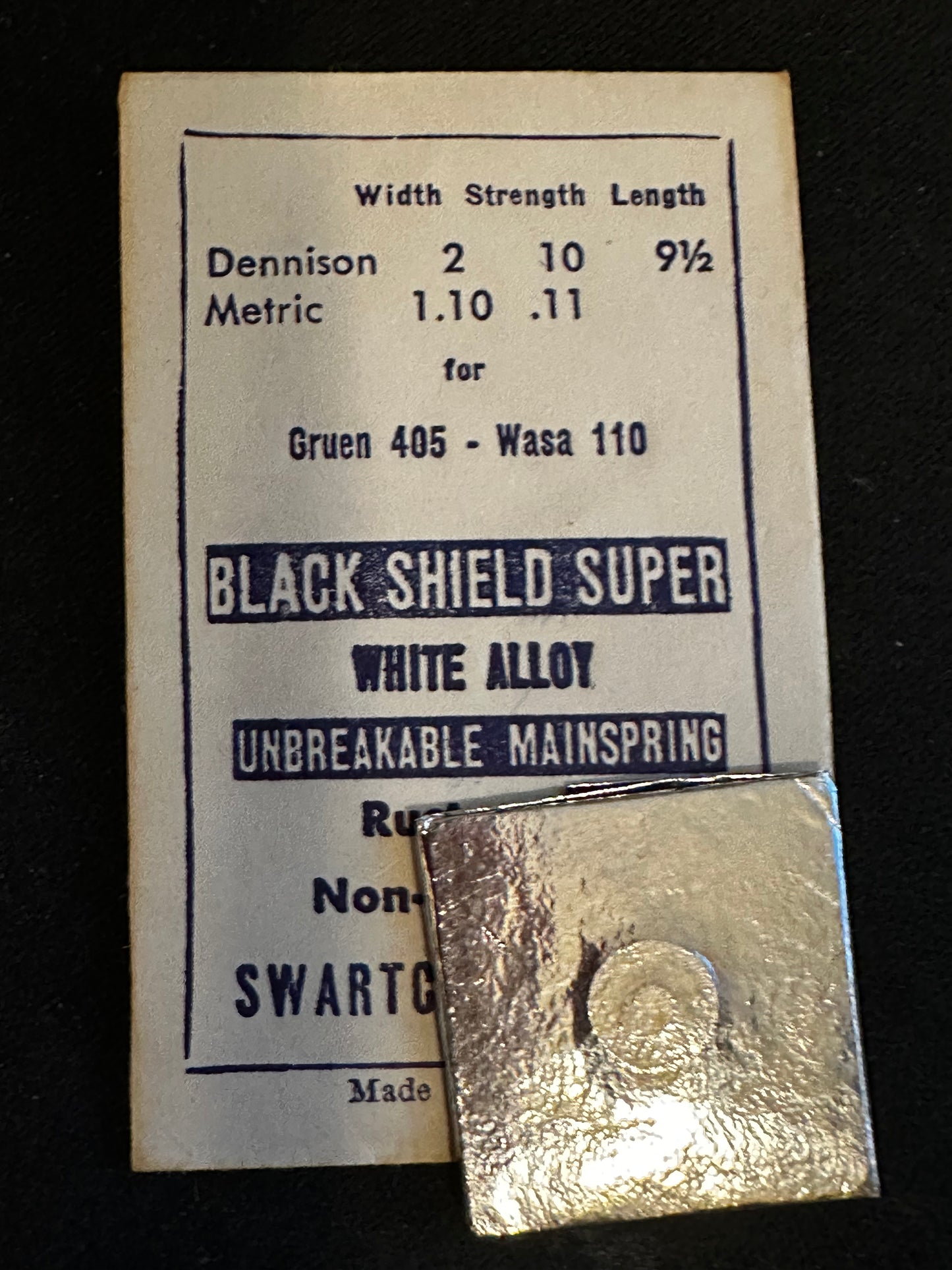 Swartchild Black Shield SUPER Mainspring for Gruen 405, Wasa 110 - Alloy
