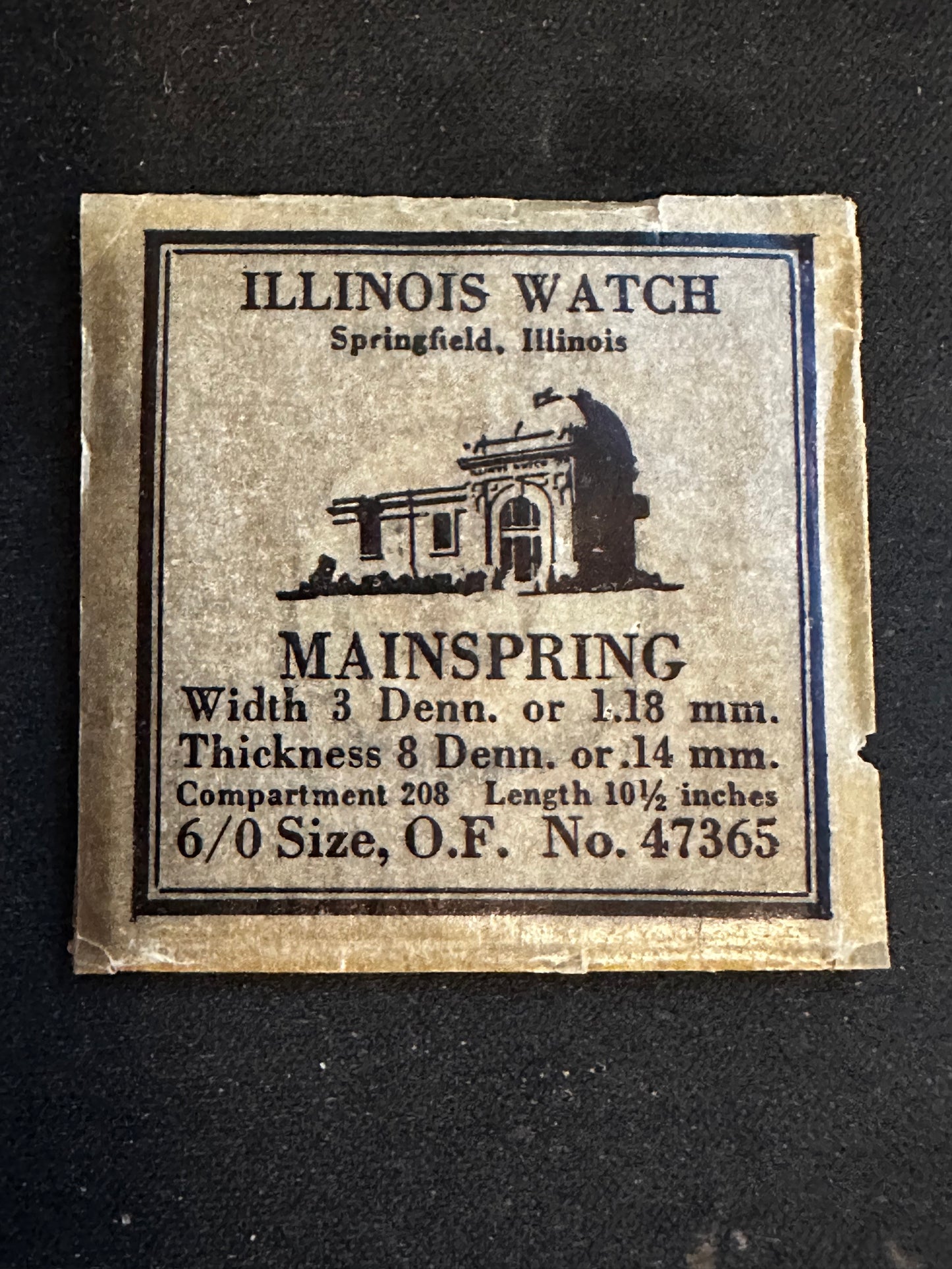 Illinois Factory Mainspring No. 47365 for 6/0s O.F. movements - Steel