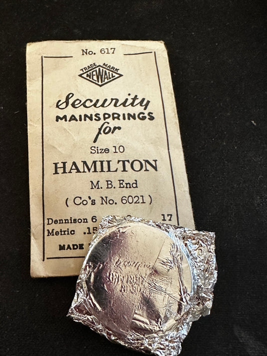Newall Mainspring #617 for Hamilton 10s Factory No. 6021 - Steel