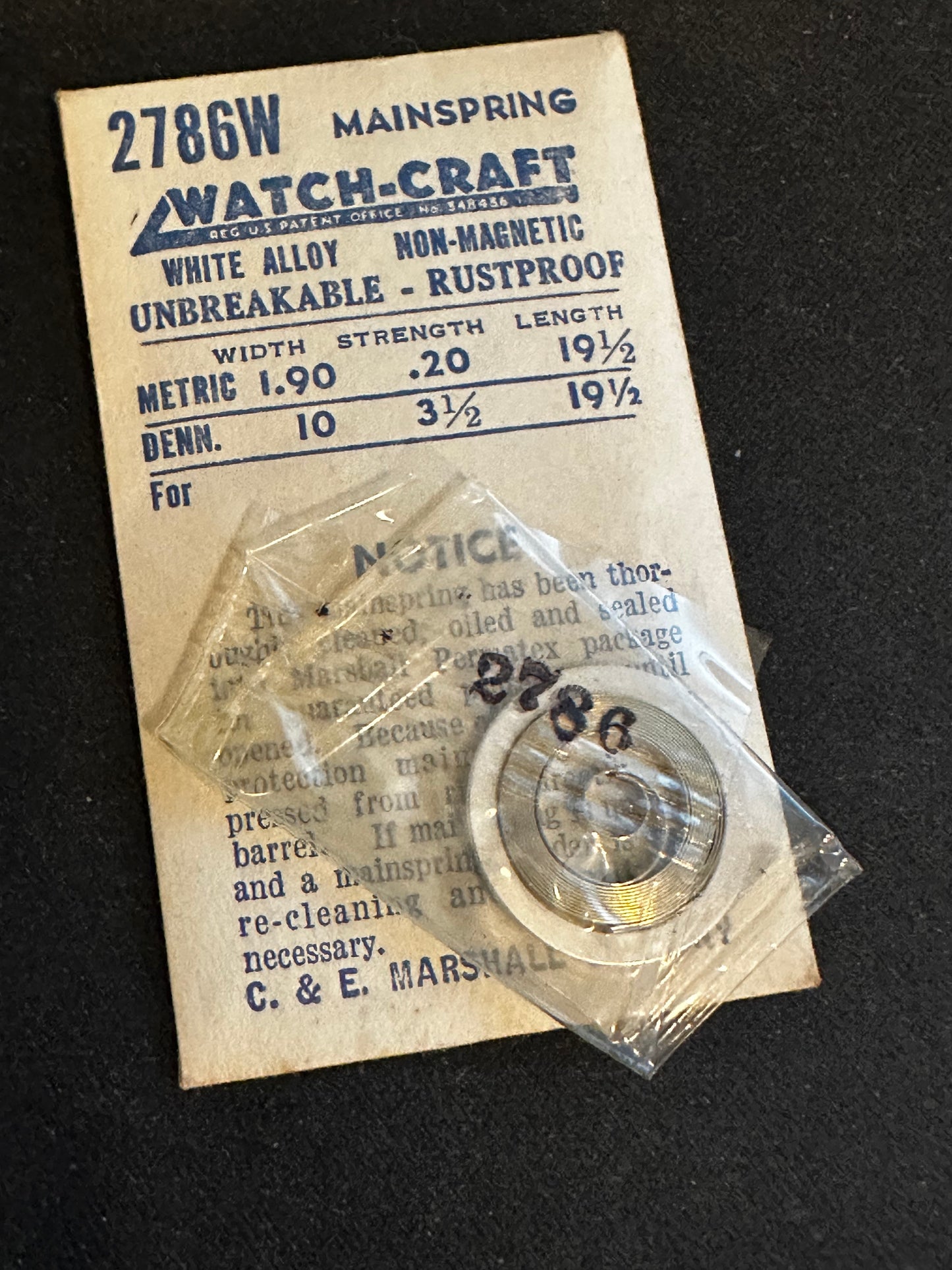 WATCH-CRAFT Mainspring 2786W for Hanhart caliber 35 Timer - Alloy
