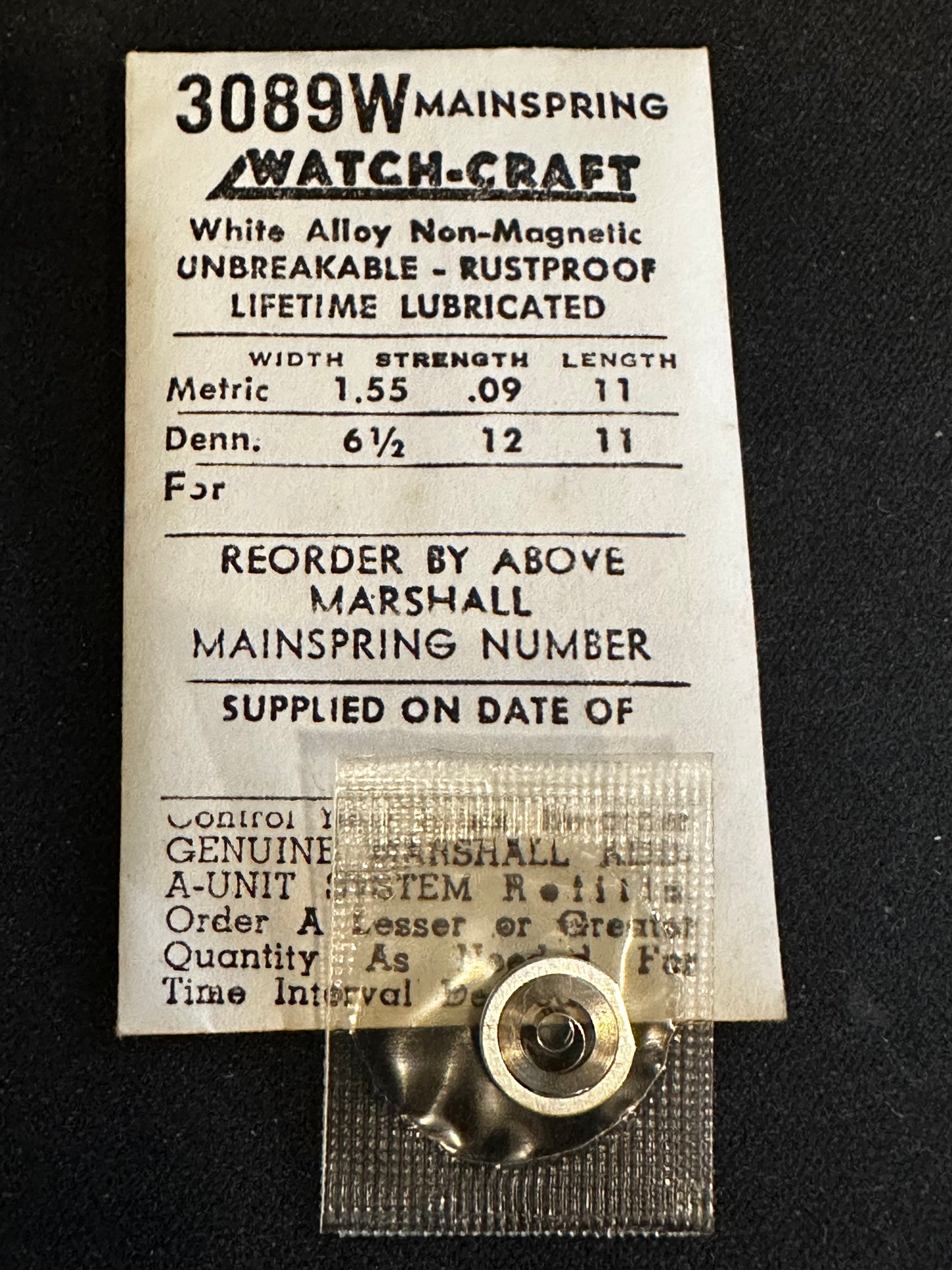 WATCH-CRAFT Mainspring 3089W for Mido 800B, 800C, Oris 371, 372, Bettlach 8350 - Alloy